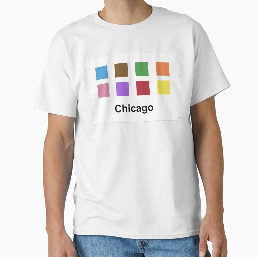 Chicago Metro Colors Simple T-Shirt - Minimalist Print Unisex - T-Shirt, Sweatshirt, Hoodie
