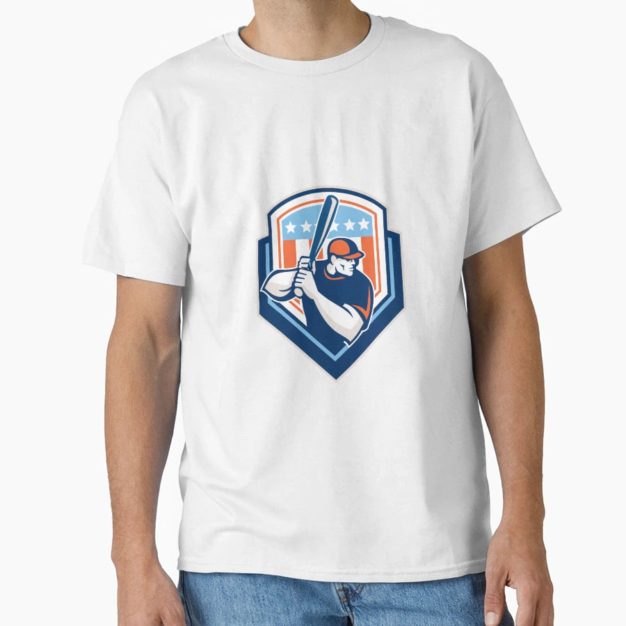 American Baseball Batter Hitter Shield T-Shirt - Graphic Print Men Women - T-Shirt, Sweatshirt, Hoodie