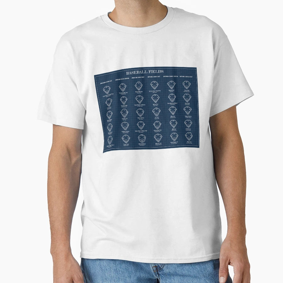 Baseball Fields Navy Bluprint T-Shirt - Graphic Print Men Women - T-Shirt, Sweatshirt, Hoodie