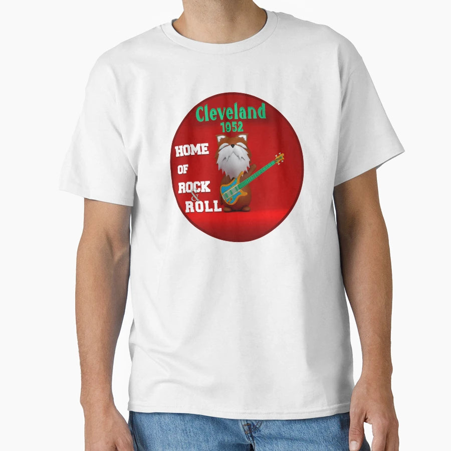 Rock Roll Cat Cleveland T-Shirt - Fun Novelty Design for Adults - T-Shirt, Sweatshirt, Hoodie