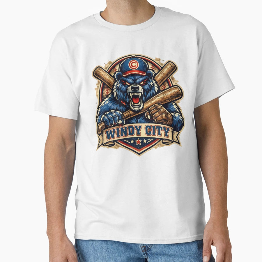 Windy City Baseball Bear Mascot T-Shirt - Streetwear Style for Adults - T-Shirt, Sweatshirt, Hoodie