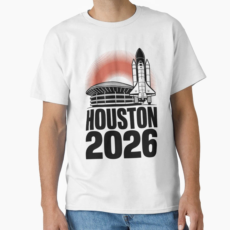 Houston 2026 Space Shuttle Football T-Shirt - Aesthetic Graphic Men Women - T-Shirt, Sweatshirt, Hoodie