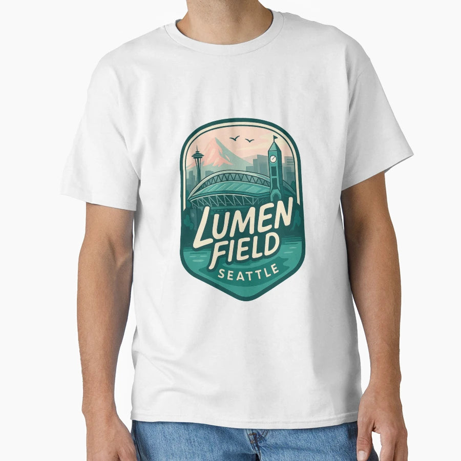 Lumen Field And Space Needle T-Shirt - Fun Novelty Design for Adults - T-Shirt, Sweatshirt, Hoodie