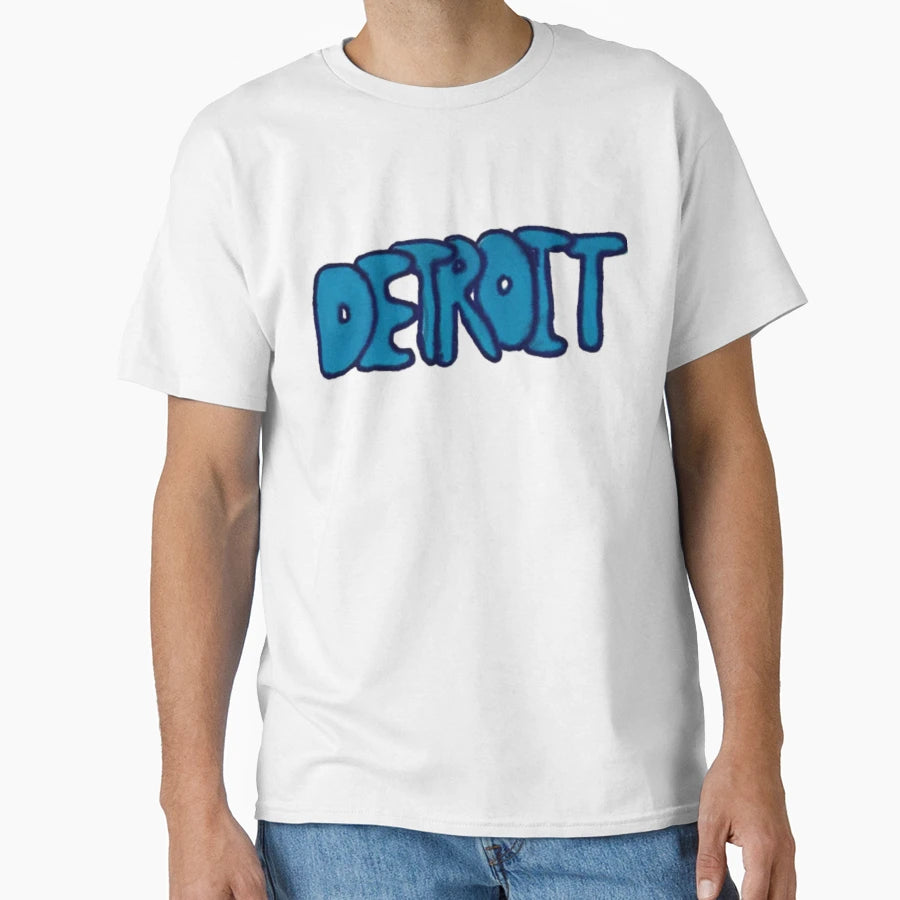 Blue Bubble Lettering Detroit T-Shirt - Unique Graphic for Adults - T-Shirt, Sweatshirt, Hoodie