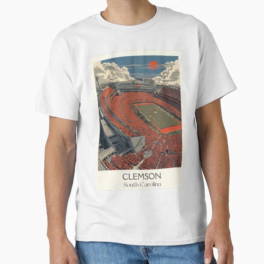 Clemson South Carolina Travel Art T-Shirt - Minimalist Print Unisex - T-Shirt, Sweatshirt, Hoodie