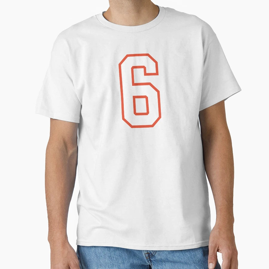 Sports Number 6 White Orange Color Lucky T-Shirt - Trendy Graphic Unisex - T-Shirt, Sweatshirt, Hoodie