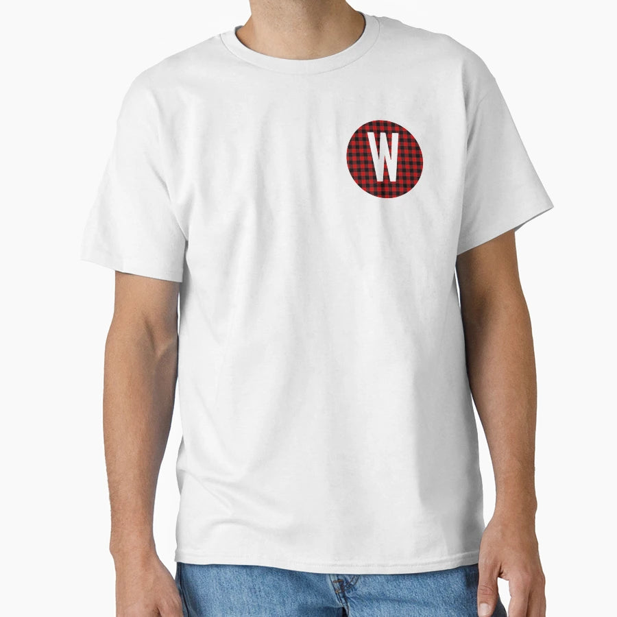 Monogram Letter W Flannel T-Shirt - Trendy Graphic for Adults - T-Shirt, Sweatshirt, Hoodie