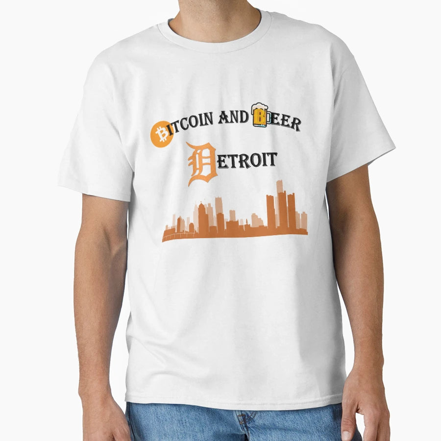 Bitcoin And Beer Detroit T-Shirt - Minimalist Print for Adults - T-Shirt, Sweatshirt, Hoodie