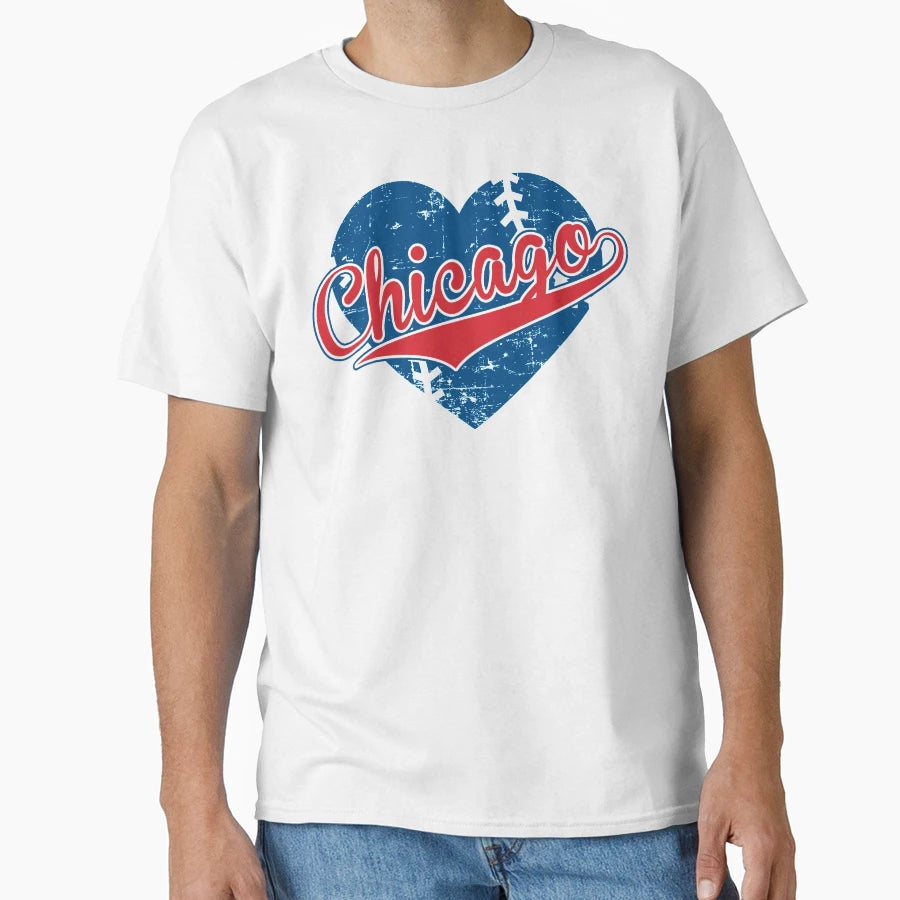 I Love Chicago Illinois Baseball Heart T-Shirt - Novelty Apparel Unisex - T-Shirt, Sweatshirt, Hoodie