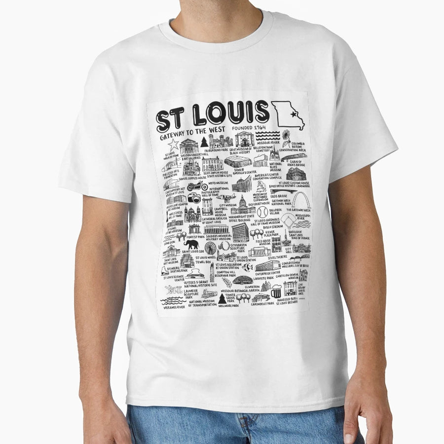 St Louis Map T-Shirt - Fun Novelty Design Unisex - T-Shirt, Sweatshirt, Hoodie