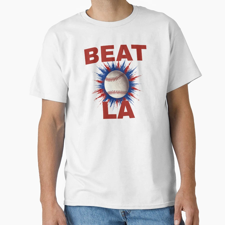 Beat La Usa Red Text T-Shirt - Aesthetic Graphic Unisex - T-Shirt, Sweatshirt, Hoodie