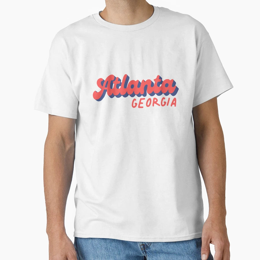 Atlanta Georgia Travel Script Postcard T-Shirt - Unique Graphic Unisex - T-Shirt, Sweatshirt, Hoodie