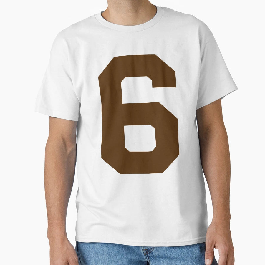 Number 6 Brown Six Sports Number T-Shirt - Casual Everyday Wear for Adults - T-Shirt, Sweatshirt, Hoodie