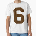 Number 6 Brown Six Sports Number T-Shirt - Casual Everyday Wear for Adults - T-Shirt, Sweatshirt, Hoodie