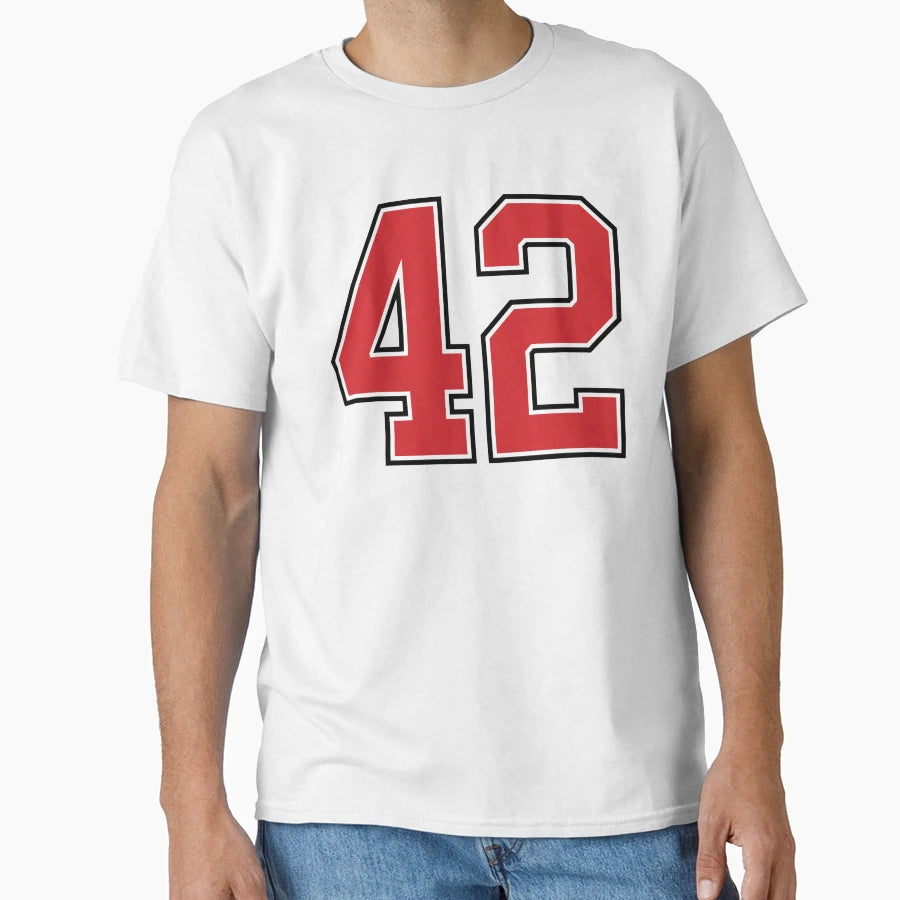 Sports Number 42 Red Black Color T-Shirt - Streetwear Style Men Women - T-Shirt, Sweatshirt, Hoodie