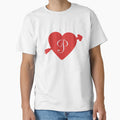Red Heart Letter P T-Shirt - Custom Art Print for Adults - T-Shirt, Sweatshirt, Hoodie
