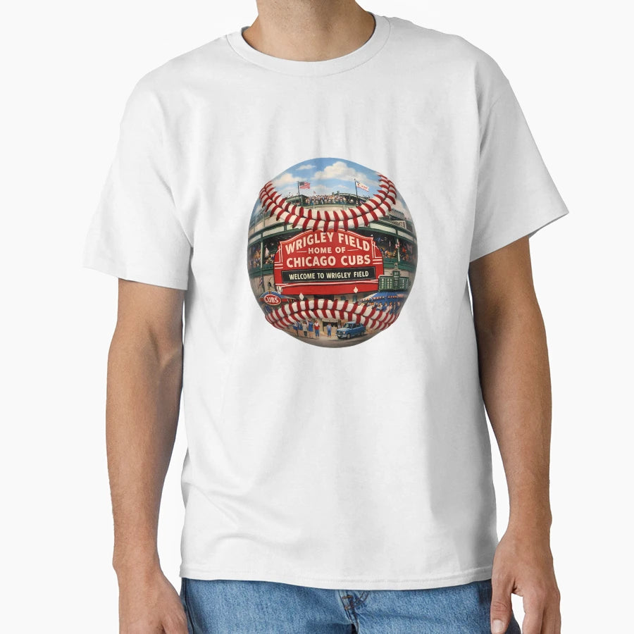 Wrigley Field Baseball Art T-Shirt - Graphic Print for Adults - T-Shirt, Sweatshirt, Hoodie