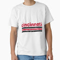 Cincinnati Ohio Three Stripe T-Shirt - Aesthetic Graphic for Adults - T-Shirt, Sweatshirt, Hoodie