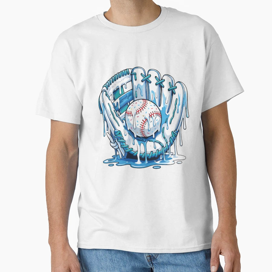 Baseball Ice Cream Drip Funny Baseball T-Shirt - Minimalist Print Unisex - T-Shirt, Sweatshirt, Hoodie