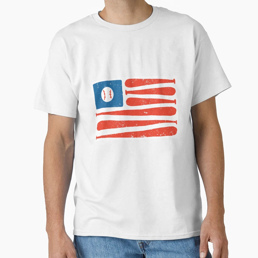 Baseball American Flag T-Shirt - Minimalist Print Men Women - T-Shirt, Sweatshirt, Hoodie