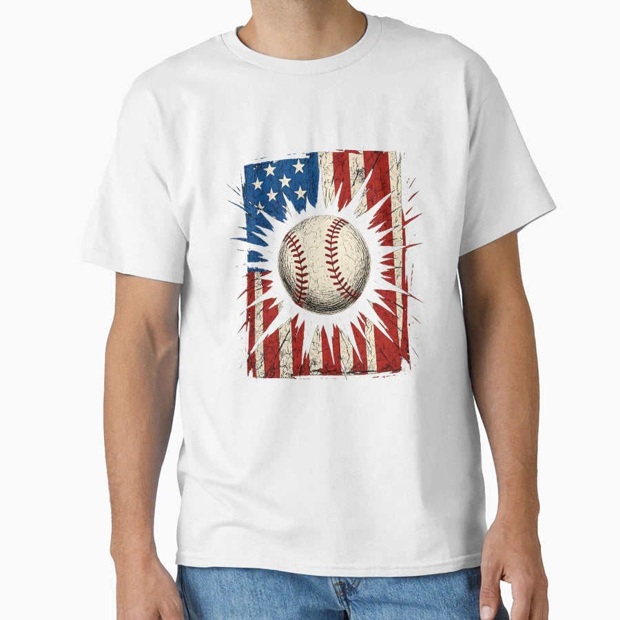 Patriotic Baseball 4Th July Usa T-Shirt - Aesthetic Graphic Unisex - T-Shirt, Sweatshirt, Hoodie