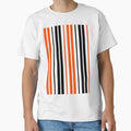 Orange Black Stripes White Background T-Shirt - Casual Everyday Wear Unisex - T-Shirt, Sweatshirt, Hoodie