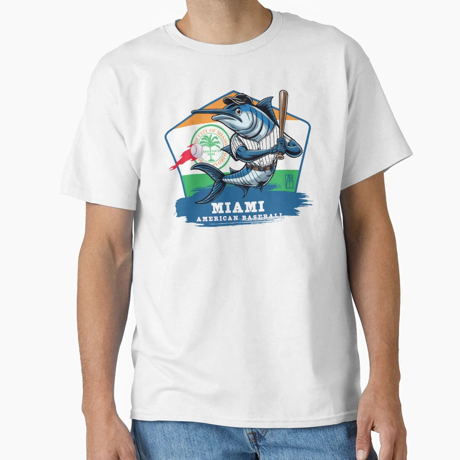 Usa American Baseball Miami Baseball T-Shirt - Casual Everyday Wear Unisex - T-Shirt, Sweatshirt, Hoodie
