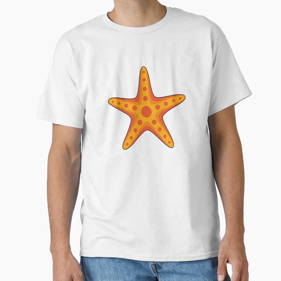 Orange Starfish Cartoon T-Shirt - Casual Everyday Wear for Adults - T-Shirt, Sweatshirt, Hoodie