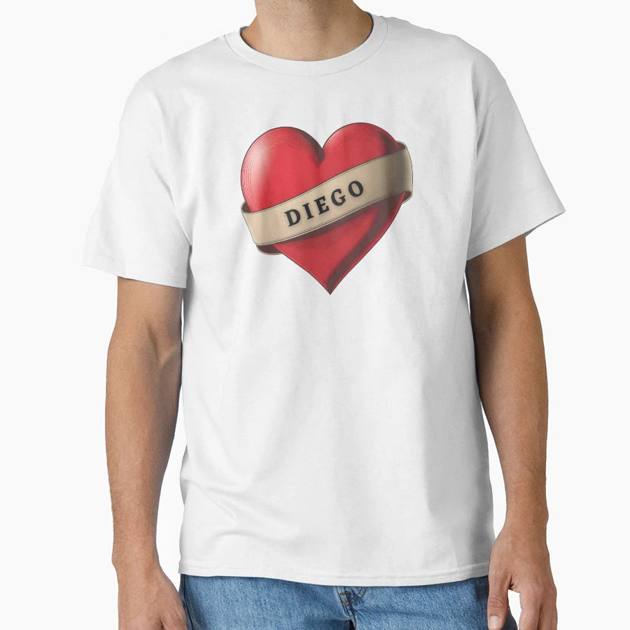 Diego Lovely Red Heart Ribbon T-Shirt - Fun Novelty Design for Adults - T-Shirt, Sweatshirt, Hoodie