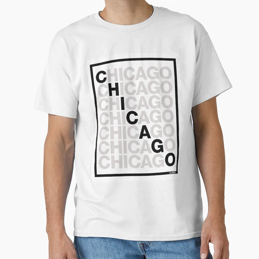 Chicago Illinois Chi Minimalist Typography T-Shirt - Trendy Graphic Unisex - T-Shirt, Sweatshirt, Hoodie