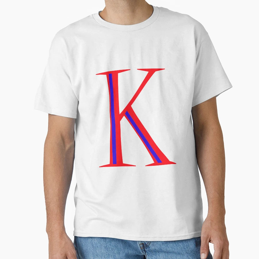 Letter K Red And Blue Color T-Shirt - Graphic Print Unisex - T-Shirt, Sweatshirt, Hoodie