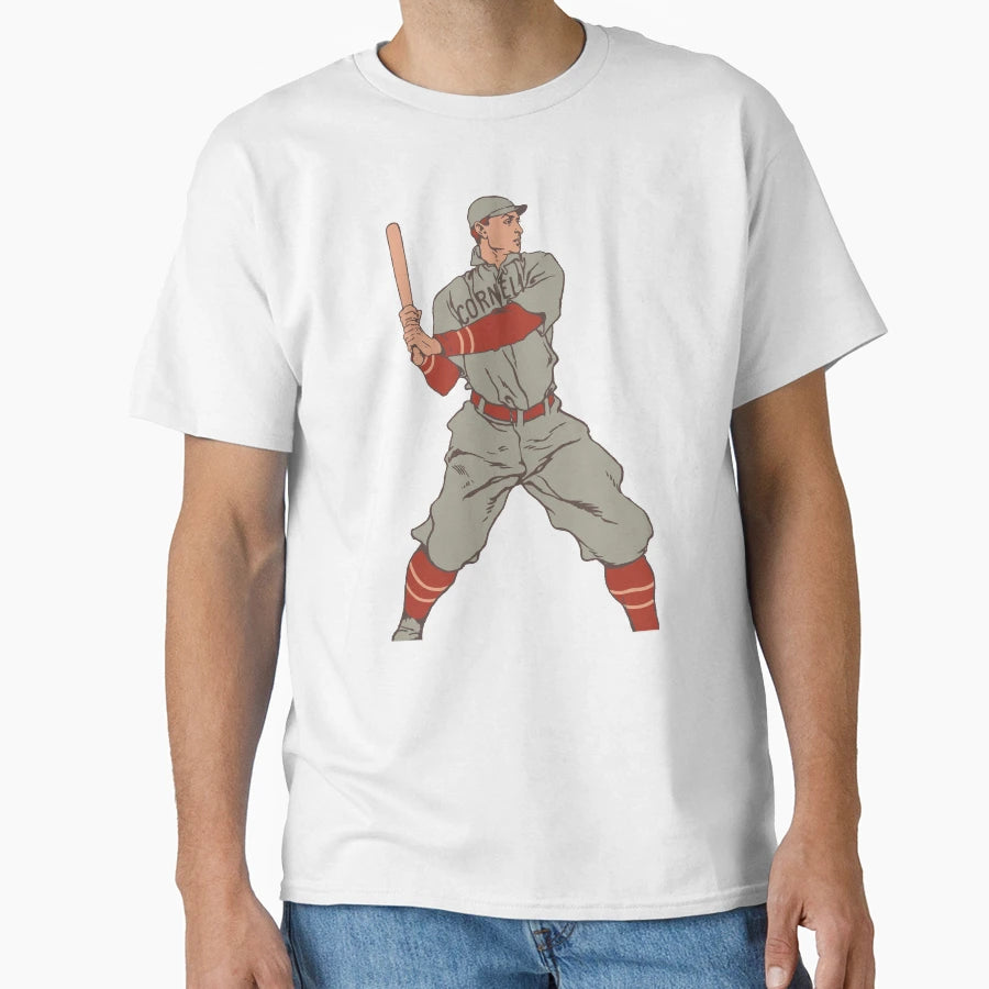 Cornell Baseball Player Illustration T-Shirt - Casual Everyday Wear Unisex - T-Shirt, Sweatshirt, Hoodie