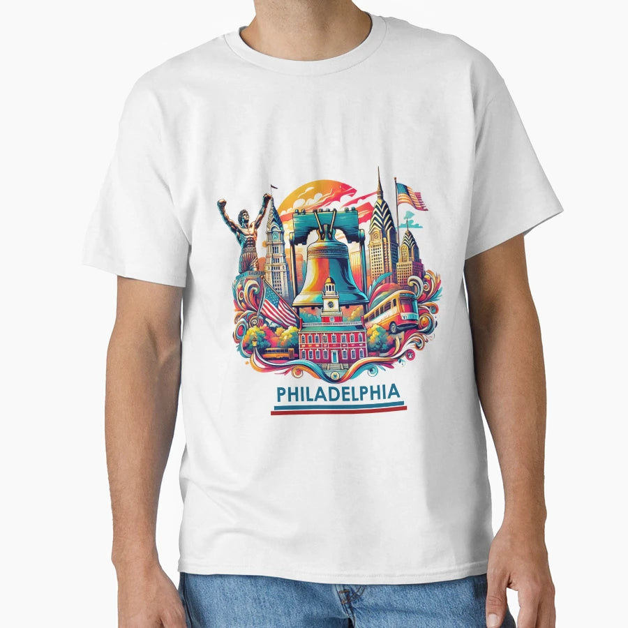 Philadelphia Cityscape T-Shirt - Unique Graphic for Adults - T-Shirt, Sweatshirt, Hoodie