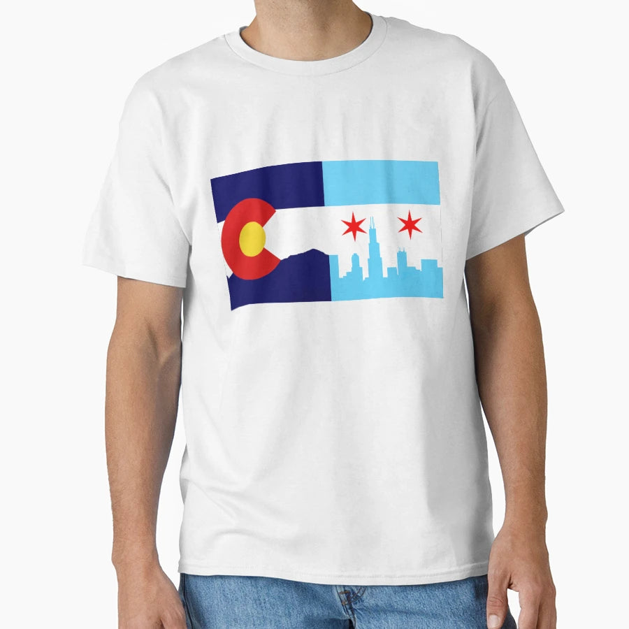 Colorado Chicago Flag T-Shirt - Casual Everyday Wear Men Women - T-Shirt, Sweatshirt, Hoodie