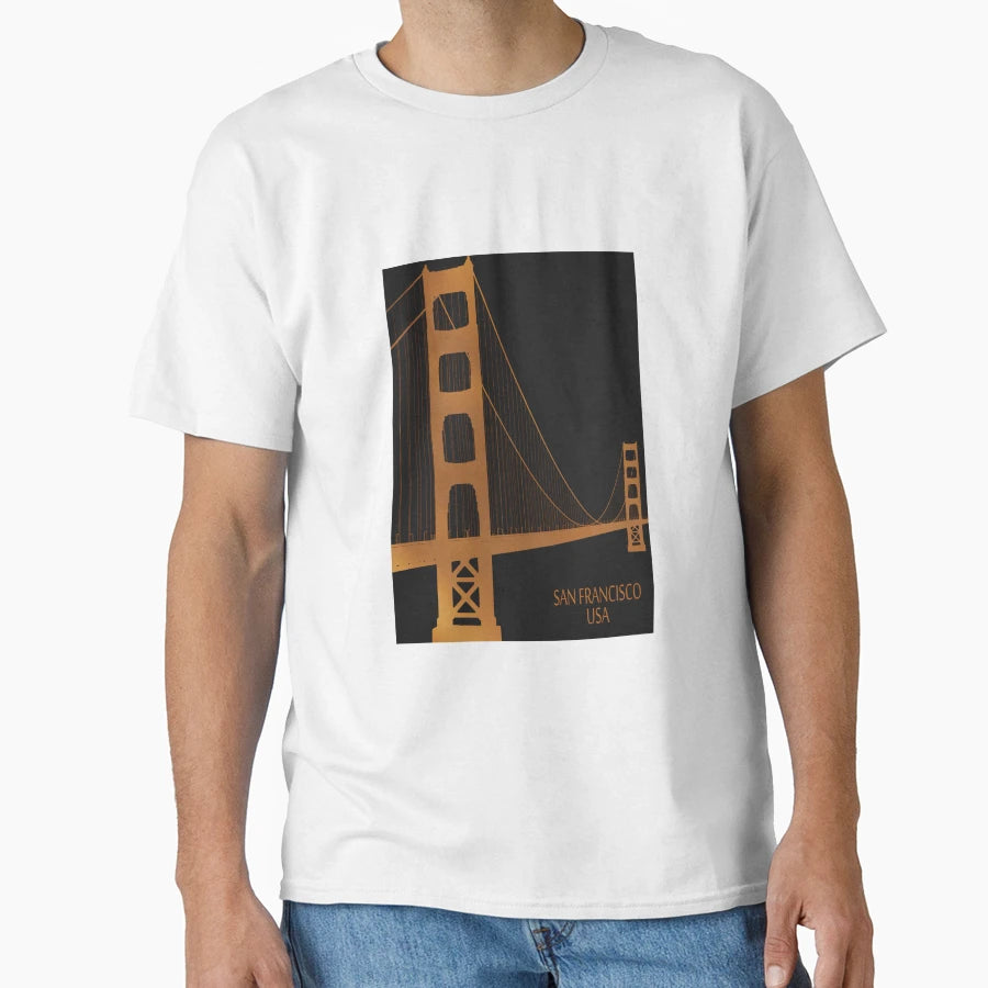 Golden Gate Bridge San Francisco Usa T-Shirt - Custom Art Print Men Women - T-Shirt, Sweatshirt, Hoodie