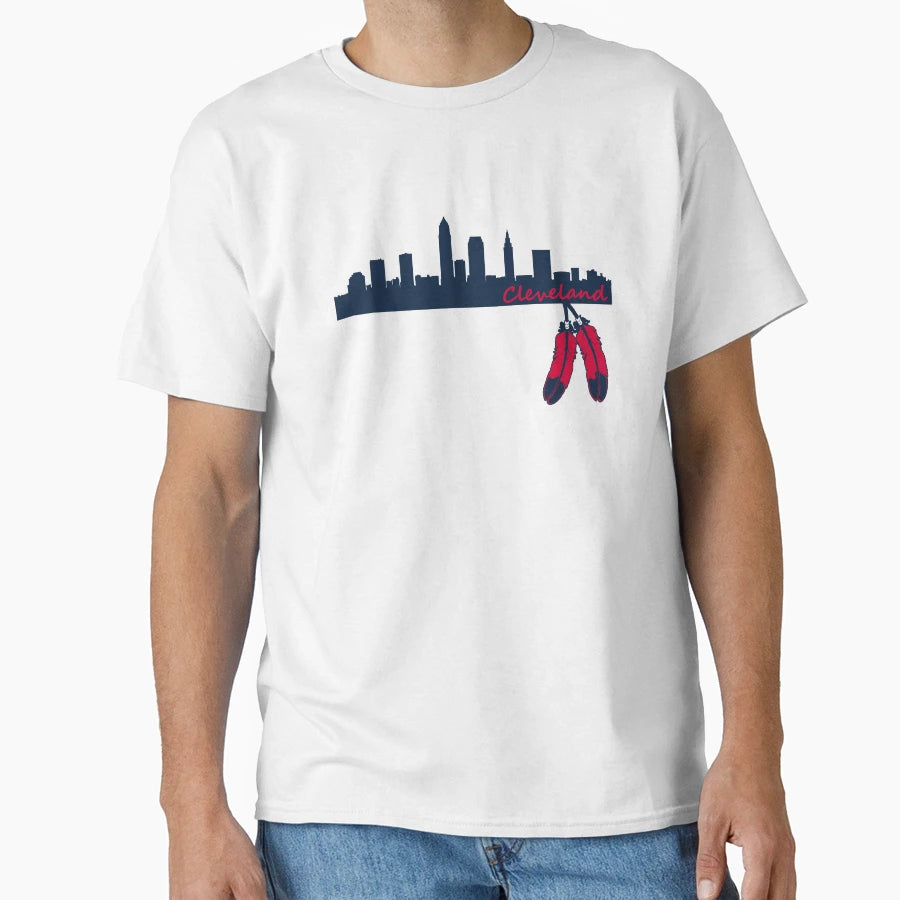 Cleveland Skyline Native American T-Shirt - Aesthetic Graphic Unisex - T-Shirt, Sweatshirt, Hoodie