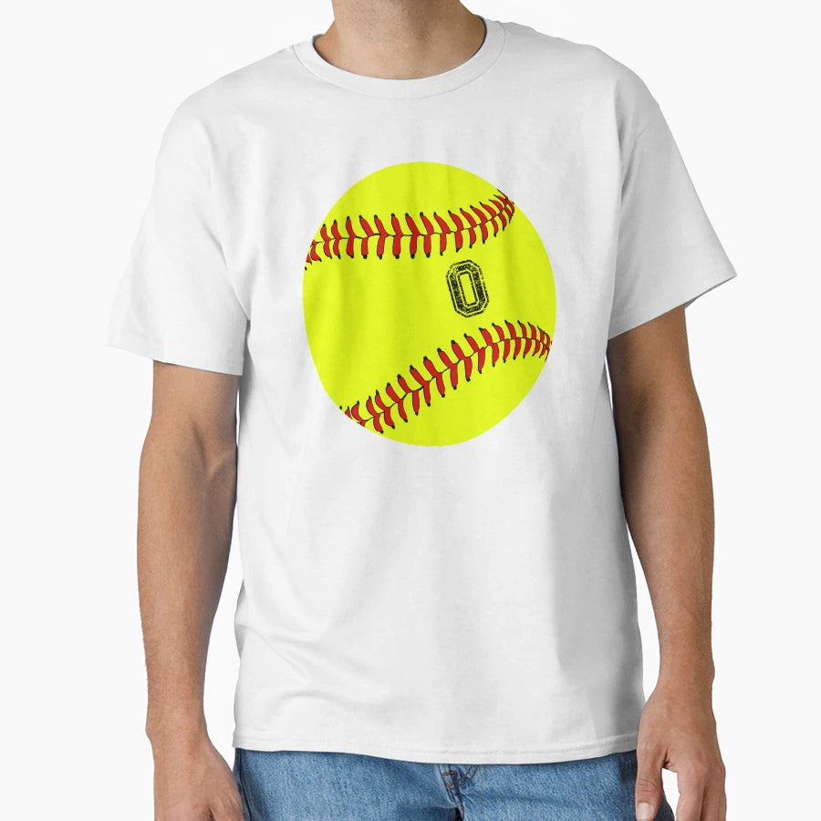 Softball Ball Number 0 Zero T-Shirt - Trendy Graphic for Adults - T-Shirt, Sweatshirt, Hoodie