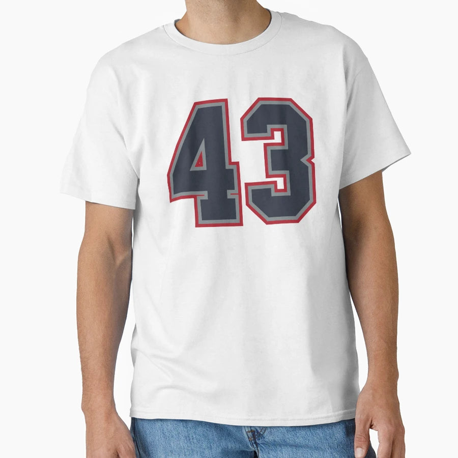 43 Navy Grey Red Sports Number Fourty T-Shirt - Minimalist Print Men Women - T-Shirt, Sweatshirt, Hoodie