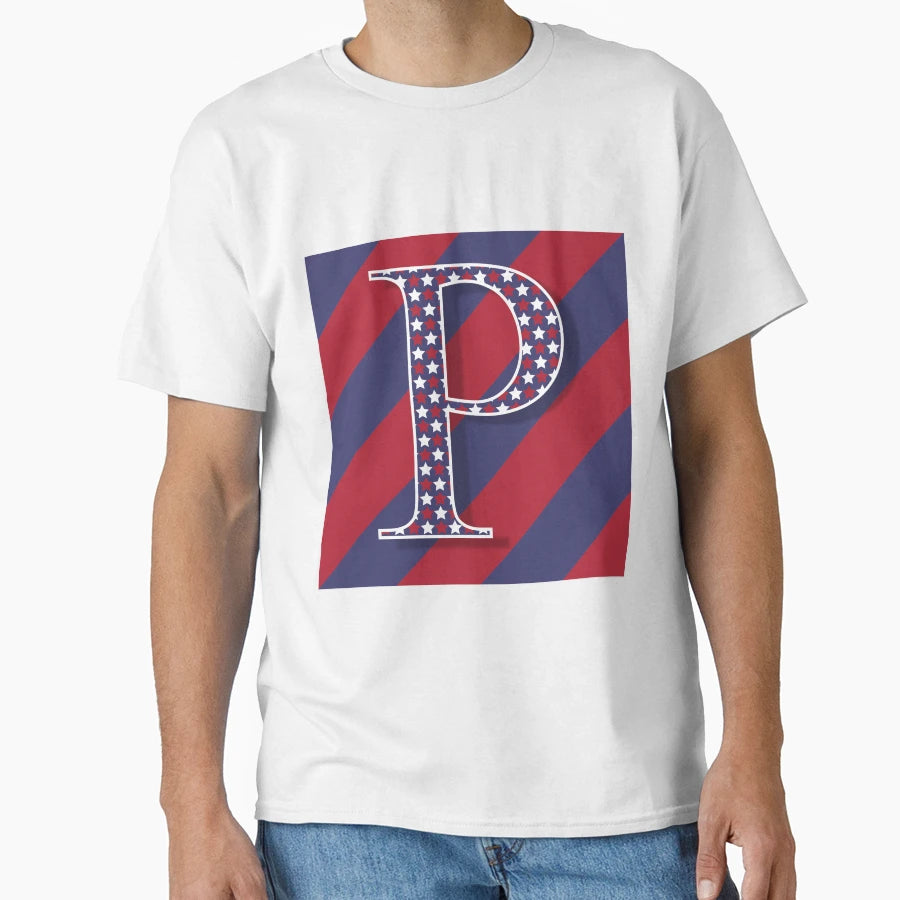 Letter P Americana Old Glory Red T-Shirt - Fun Novelty Design Men Women - T-Shirt, Sweatshirt, Hoodie