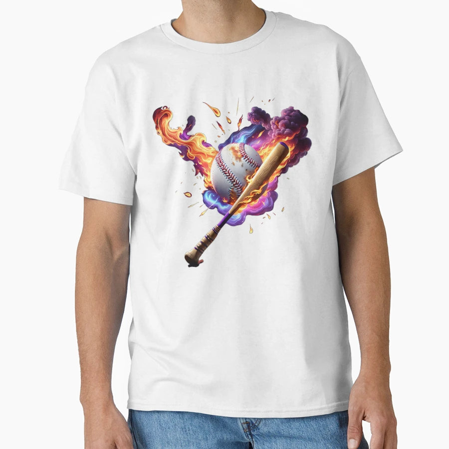 Baseball Fire T-Shirt - Custom Art Print Men Women - T-Shirt, Sweatshirt, Hoodie
