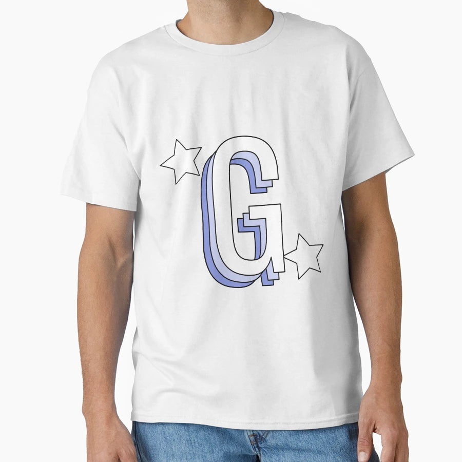 L Aesthetic Blue Letter G Stars T-Shirt - Casual Everyday Wear Men Women - T-Shirt, Sweatshirt, Hoodie