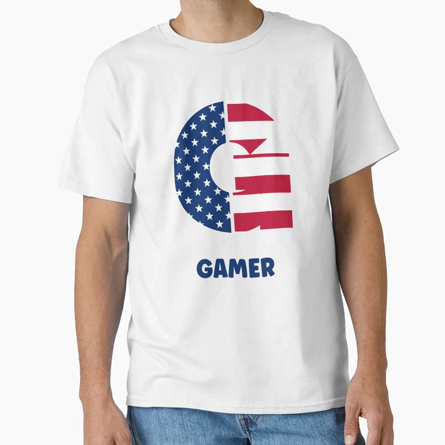 Letter G Flag Usa Gamer T-Shirt - Aesthetic Graphic Men Women - T-Shirt, Sweatshirt, Hoodie