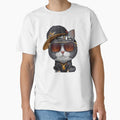 Black White Cat Hip Hop Super Star T-Shirt - Minimalist Print Unisex - T-Shirt, Sweatshirt, Hoodie