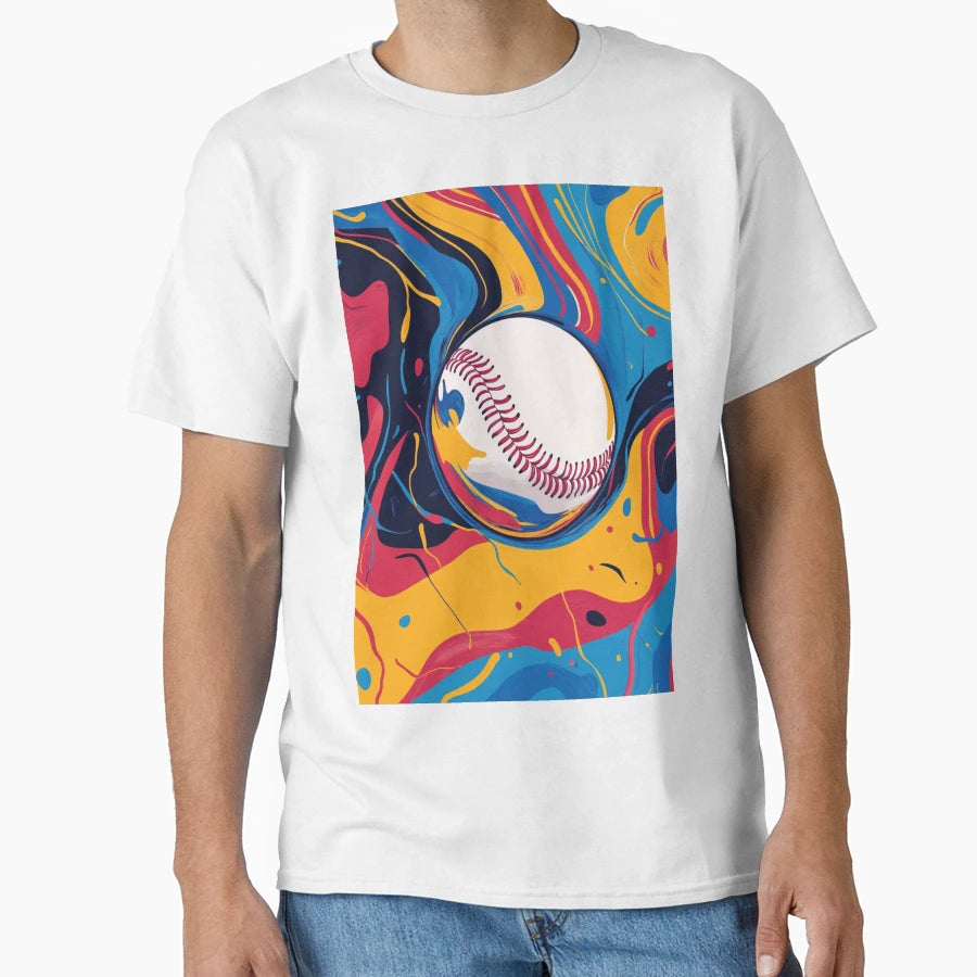 Psychedelic Twist Baseball Scene Bold T-Shirt - Streetwear Style Unisex - T-Shirt, Sweatshirt, Hoodie