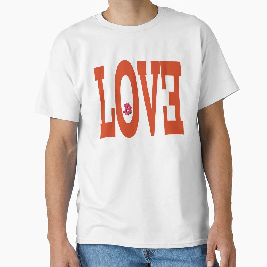 Red Love Money Bitcoin Sign T-Shirt - Custom Art Print Unisex - T-Shirt, Sweatshirt, Hoodie