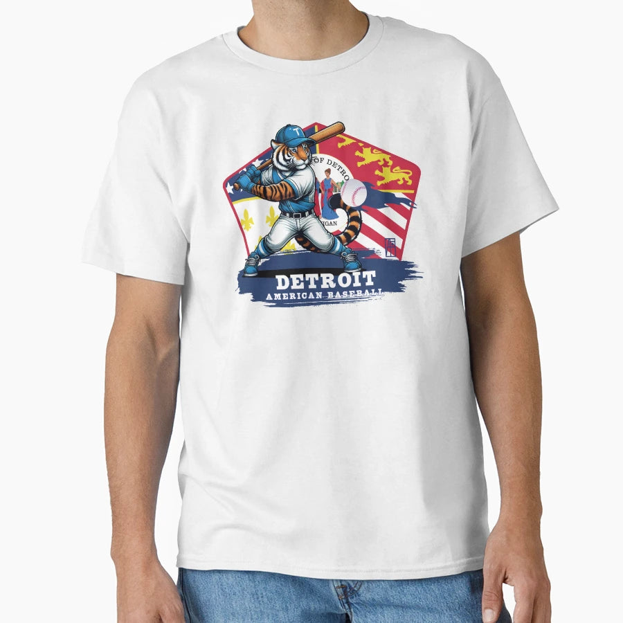 Usa American Baseball Detroit Baseball T-Shirt - Custom Art Print Unisex - T-Shirt, Sweatshirt, Hoodie