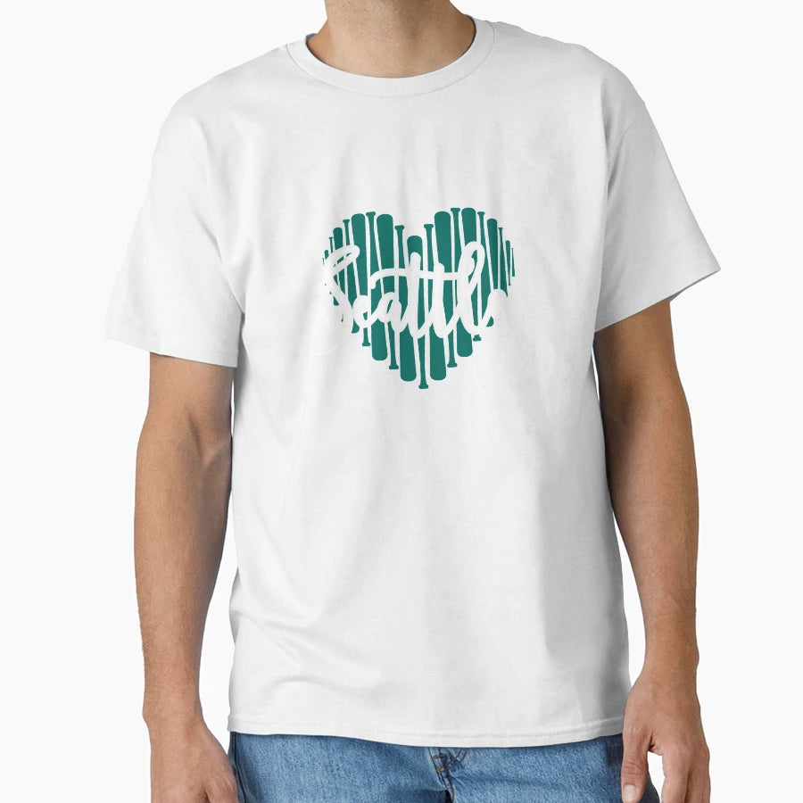 I Love Seattle Baseball Bat Heart T-Shirt - Streetwear Style Unisex - T-Shirt, Sweatshirt, Hoodie