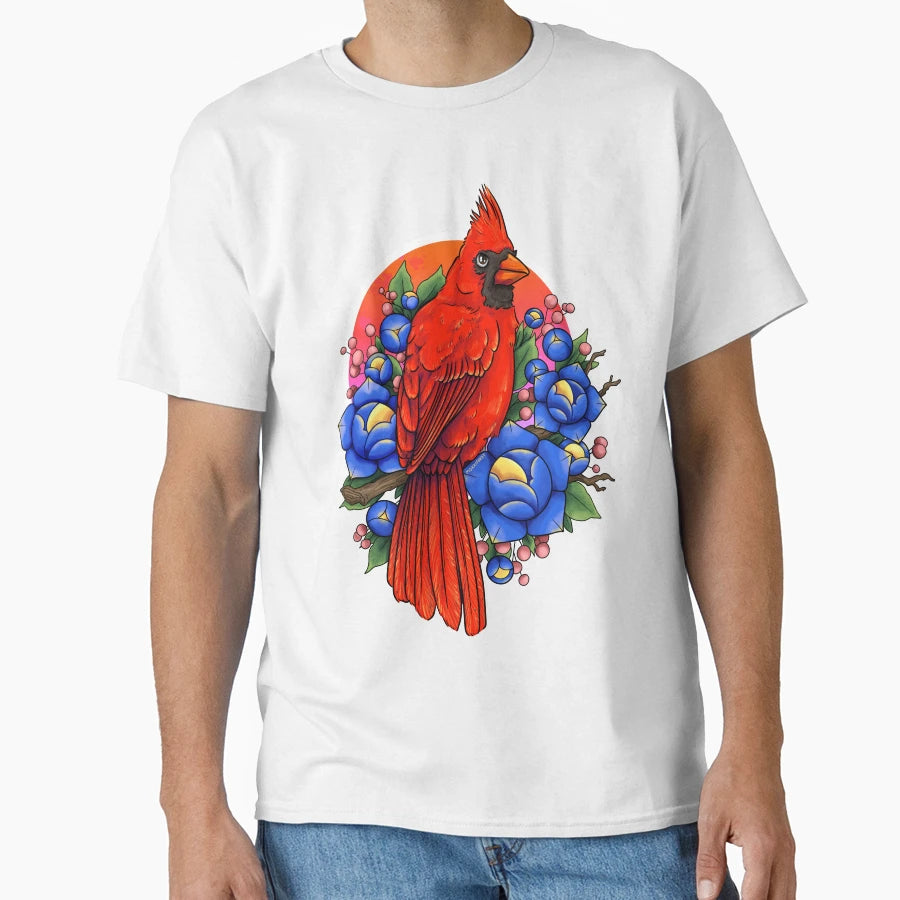 Red Cardinal Bird T-Shirt - Minimalist Print Men Women - T-Shirt, Sweatshirt, Hoodie