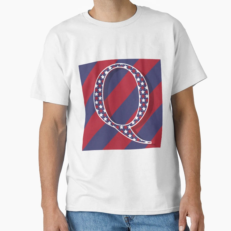 Letter Q Americana Old Glory Red And T-Shirt - Fun Novelty Design Unisex - T-Shirt, Sweatshirt, Hoodie