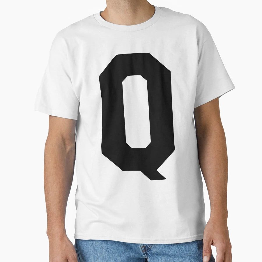 Alphabet Black Q Sports Letter Q T-Shirt - Minimalist Print Unisex - T-Shirt, Sweatshirt, Hoodie